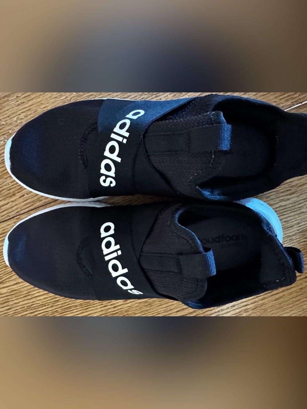 adidas Black Slip-On Athletic Sneakers with White Soles - Picture 6 of 12